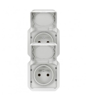 Prise de courant 2x2P+T verticale Plexo composable blanc / Legrand