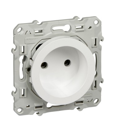 Odace, prise de courant 2P Blanc connexion rapide