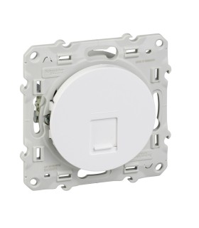 Prise RJ45 Odace Schneider, grade 1 (téléphone) cat. 5 UTP, Blanc à griffes