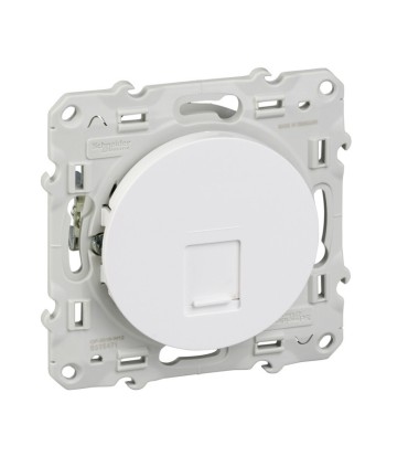 Prise RJ45 Odace Schneider, grade 1 (téléphone) cat. 5 UTP, Blanc à griffes