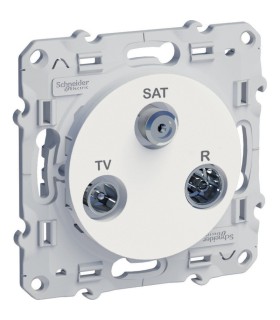 Prise TV/FM/SAT Odace Schneider, Blanc, 2 entrées TV/FM et SAT