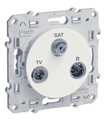 Prise TV/FM/SAT Odace Schneider, Blanc, 2 entrées TV/FM et SAT