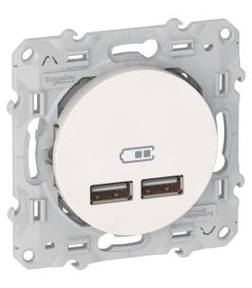 Double chargeur USB ODACE SCHNEIDER 2.1 A - blanc