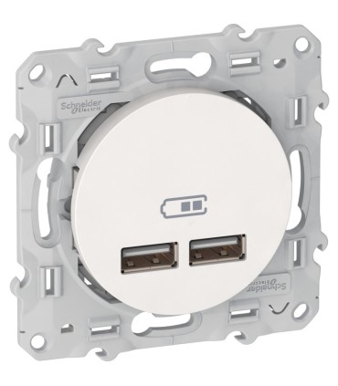 Double chargeur USB ODACE SCHNEIDER 2.1 A - blanc