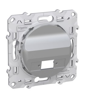 Plaque pour fibre optique prise 1 sortie, Odace Schneider, ALUMINIUM.