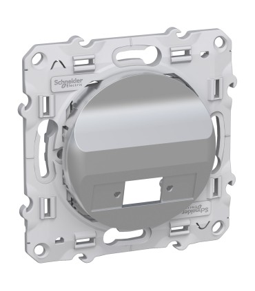 Plaque pour fibre optique prise 1 sortie, Odace Schneider, ALUMINIUM.