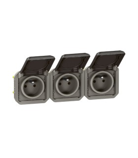 Prise de courant 3x2P+T horizontale Plexo composable anthracite / Legrand
