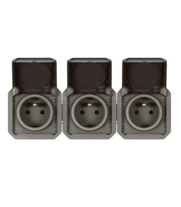 Prise de courant 3x2P+T horizontale Plexo composable anthracite / Legrand