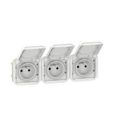 Prise de courant 3x2P+T horizontale Plexo composable blanc / Legrand
