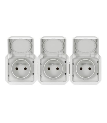 Prise de courant 3x2P+T horizontale Plexo composable blanc / Legrand
