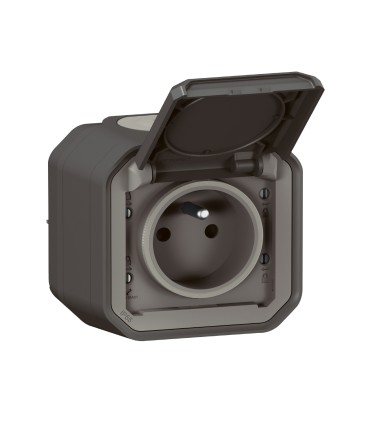 Prise de courant 2P+T Plexo complet saillie anthracite