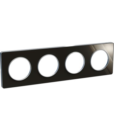 Plaque Alu Brillant Fumé Odace Touch 4 Postes entraxe 71mm avec liseré Alu