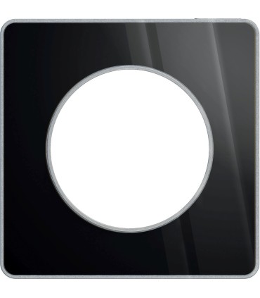 Plaque Alu Brillant Fumé Odace Touch 1 Poste avec liseré Alu