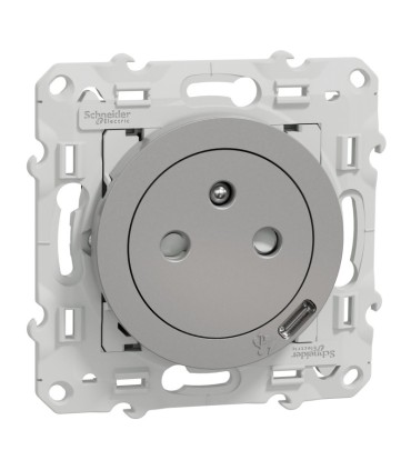 Prise affleurante + usb C10.5W Odace aluminium