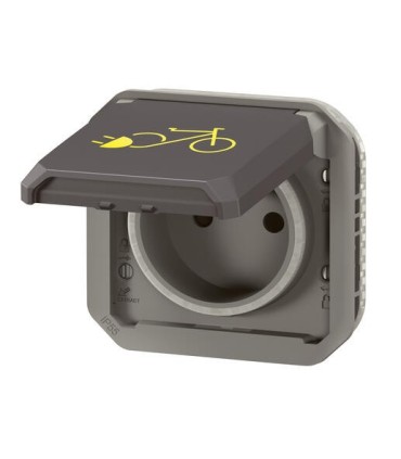 Prise de courant Plexo pour recharge 2 roues électriques composable anthracite / Legrand