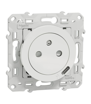 Prise affleurante + usb C10.5W Odace - blanc