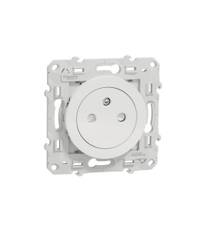 Prise de courant 2P+T affleurante Odace - Blanc avec griffes