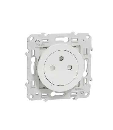 Prise de courant 2P+T affleurante Odace - Blanc avec griffes