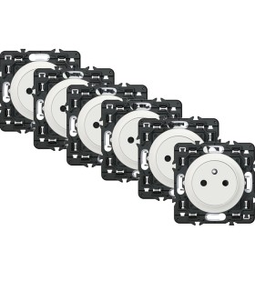 Lot de 6 prises de courant avec terre Céliane Surface Blanc