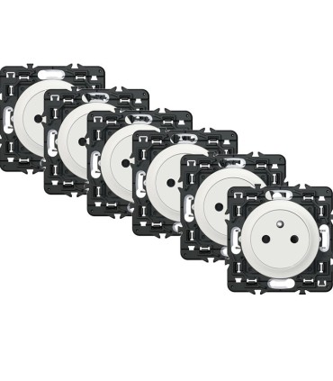 Lot de 6 prises de courant avec terre Céliane Surface Blanc