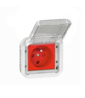 Prise de courant 2P+T à détrompage Plexo composable gris / Legrand