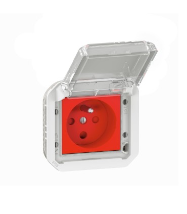 Prise de courant 2P+T à détrompage Plexo composable gris / Legrand