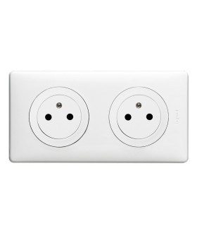 Double prise Céliane Surface avec plaque + boite à encastrer Blanc