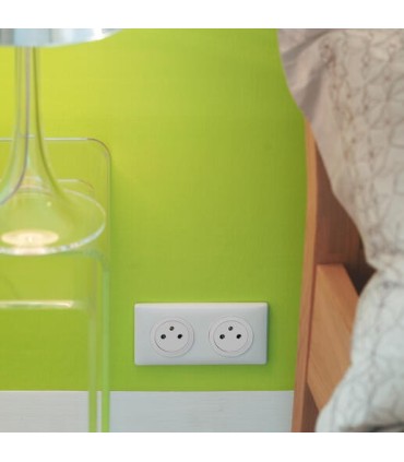 Double prise Céliane Surface avec plaque + boite à encastrer Blanc