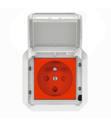 Prise de courant 2P+T à détrompage Plexo composable gris / Legrand