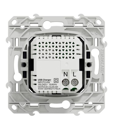 Double Prise USB type A+C Odace 5 Vcc - 2,4A bleu cobalt