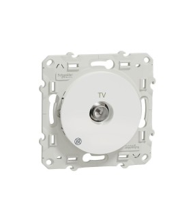 Prise TV simple Odace,traitement Antibacterien, fixation par vis