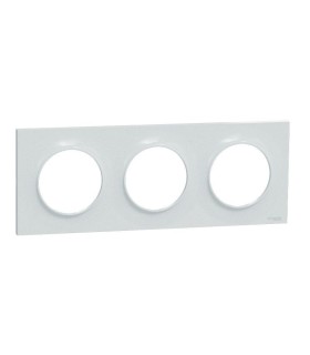 Odace Styl, plaque Blanc Recyclé 3 postes horizontaux ou verticaux entraxe 71mm