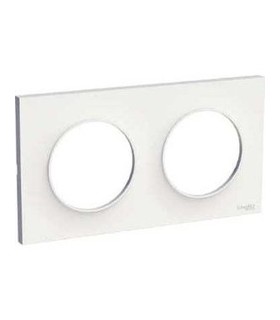 Plaque Odace Styl  2 Postes entraxe 71mm Blanc Brillant