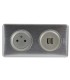 Double usb + Prise Céliane surface 2 P+T ALU avec plaque et boite d'encastrement