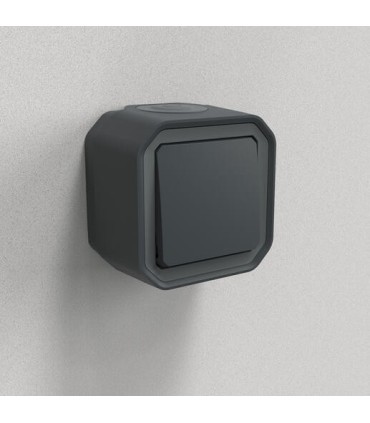 Poussoir NO Plexo complet saillie anthracite / Legrand