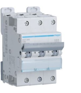 Disjoncteur 3 Pôles 6 à 10 ka courbe D HAGER - 20A -3 modules.