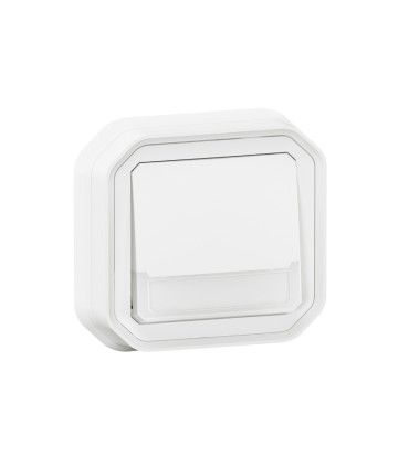 Poussoir NO-NF lumineux porte-étiquette Plexo complet encastré blanc / Legrand