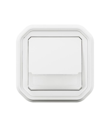 Poussoir NO-NF lumineux porte-étiquette Plexo complet encastré blanc / Legrand