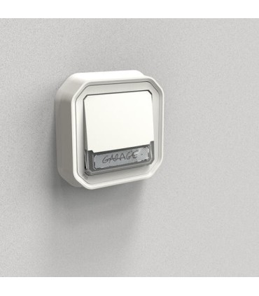 Poussoir NO-NF lumineux porte-étiquette Plexo complet encastré blanc / Legrand