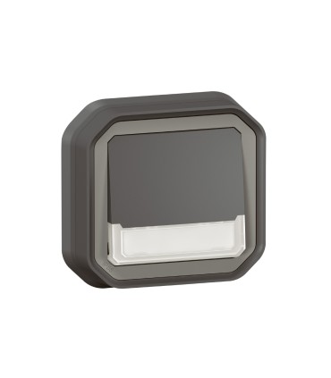 Poussoir NO-NF lumineux porte-étiquette Plexo complet encastré anthracite / Legrand