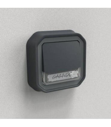 Poussoir NO-NF lumineux porte-étiquette Plexo complet encastré anthracite / Legrand