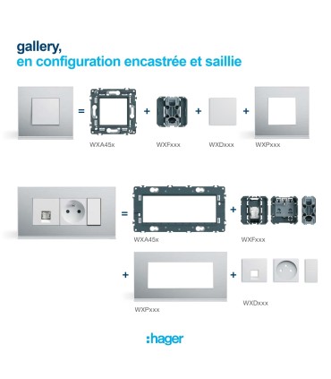 Bouton-poussoir pour volet roulant Hager Gallery 2 modules