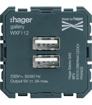 Double Chargeur USB Hager Gallery Type A