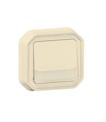 Poussoir NO-NF lumineux porte-étiquette Plexo complet encastré sable / Legrand (X5)
