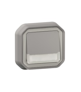 Poussoir NO-NF lumineux porte-étiquette Plexo complet encastré gris / Legrand