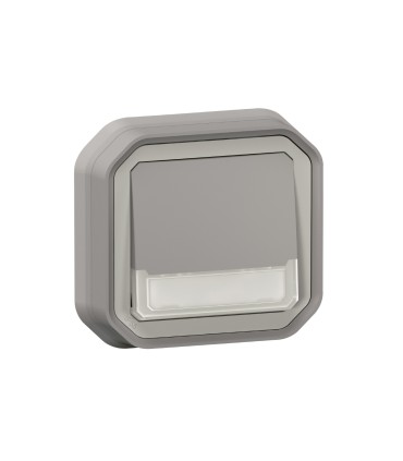 Poussoir NO-NF lumineux porte-étiquette Plexo complet encastré gris / Legrand