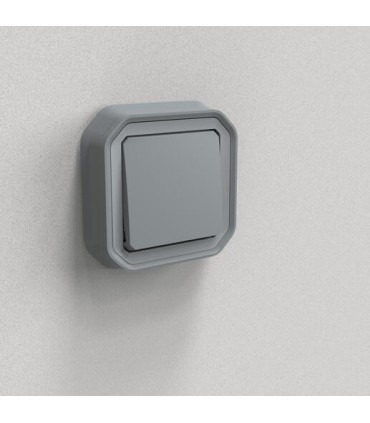 Poussoir NO lumineux Plexo complet encastré gris / Legrand