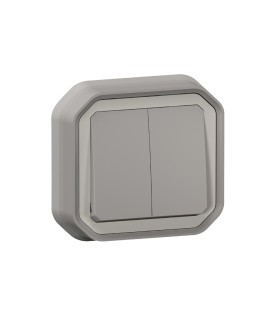 Commande double interrupteur ou poussoir Plexo complet encastré gris / Legrand