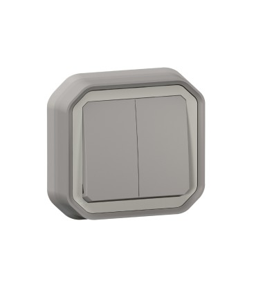 Commande double interrupteur ou poussoir Plexo complet encastré gris / Legrand