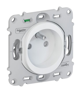 Prise 2P+T 16A  Ovalis Schneider connexion automatique, blanc sans Plaque